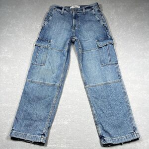 Hollister Jeans Womens Size 29 Blue Cargo High-Rise Baggy Denim Inseam 28 in